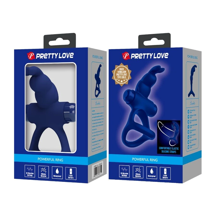 PRETTY LOVE - LUCHITO DOUBLE VIBRATING RING RABIT BLUE
